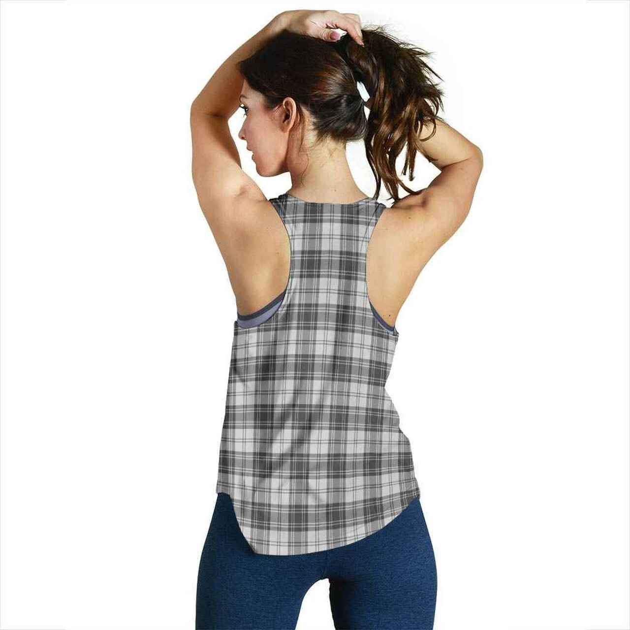 Douglas Grey Modern Tartan Plaid Women Racerback Tank