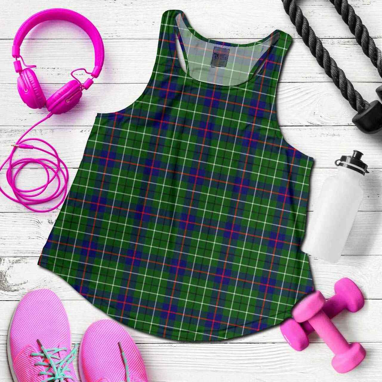 Duncan Modern Tartan Plaid Women Racerback Tank