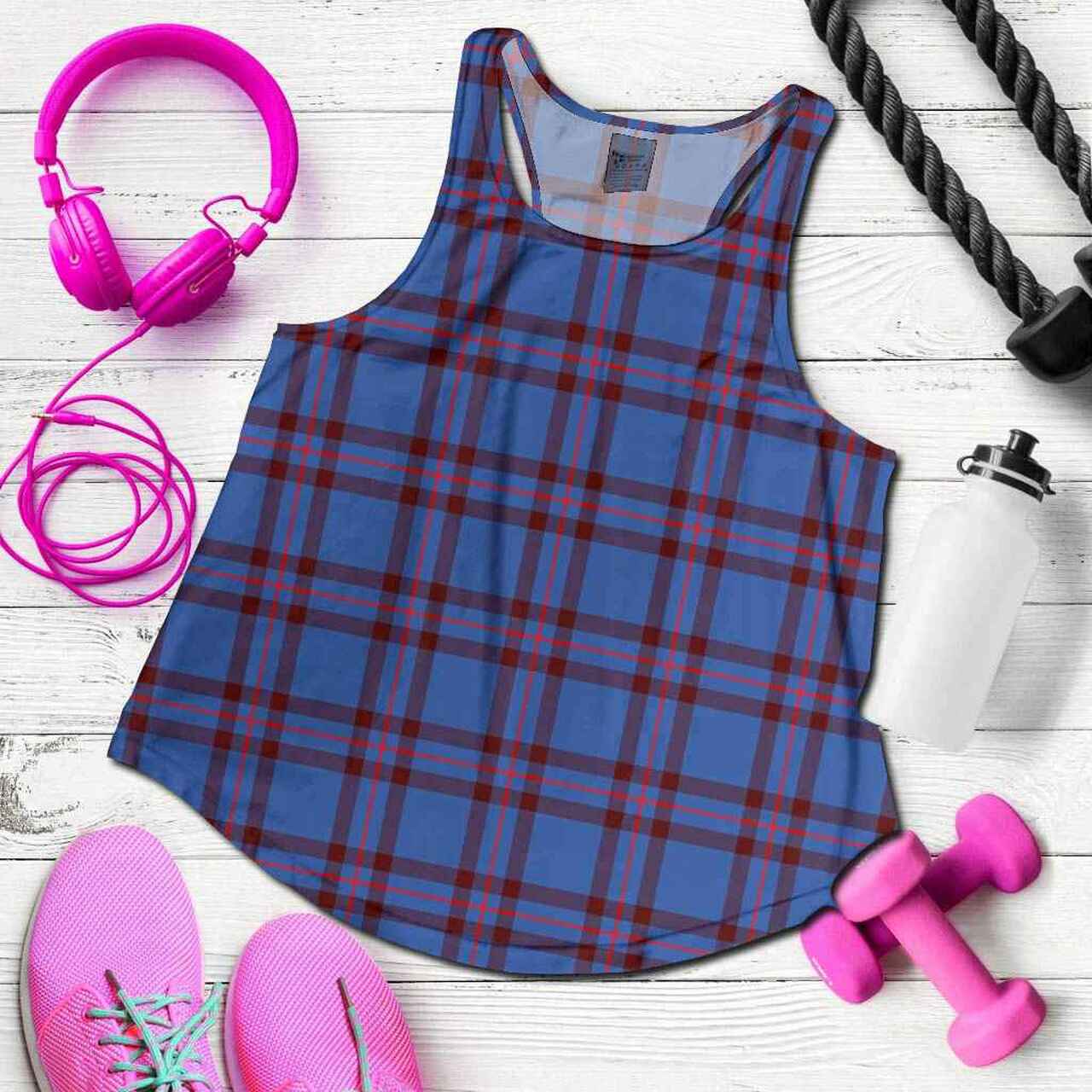 Elliot Modern Tartan Plaid Women Racerback Tank