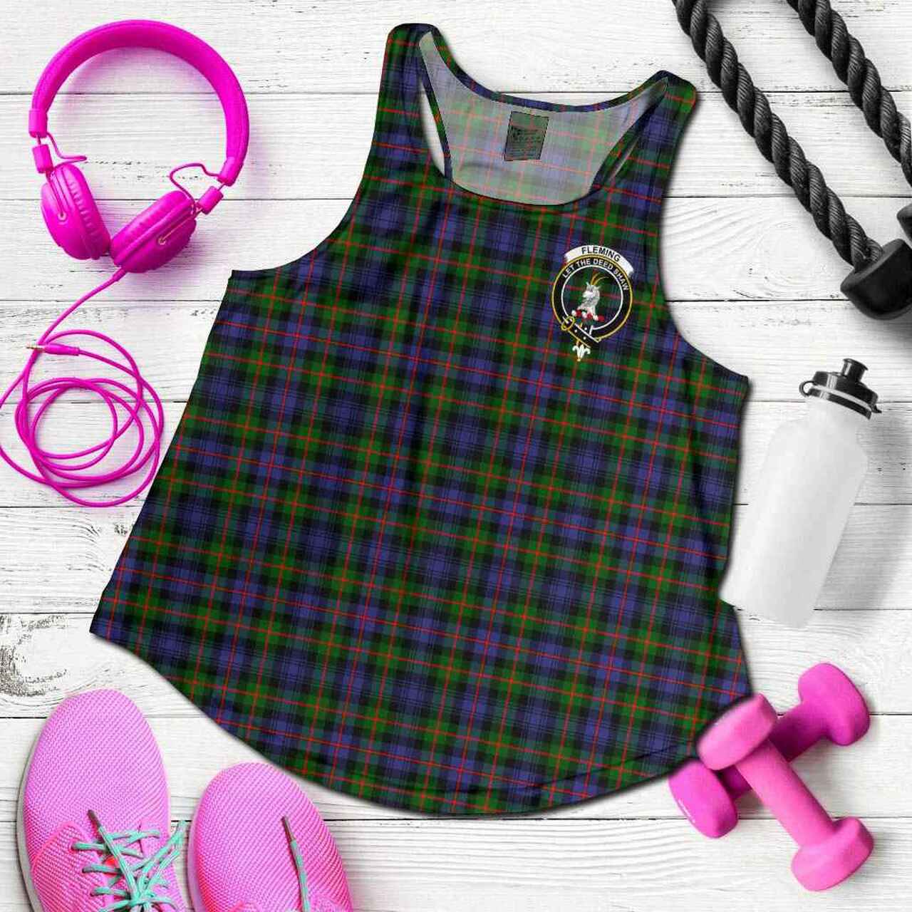 Fleming Tartan Crest Women Racerback Tank