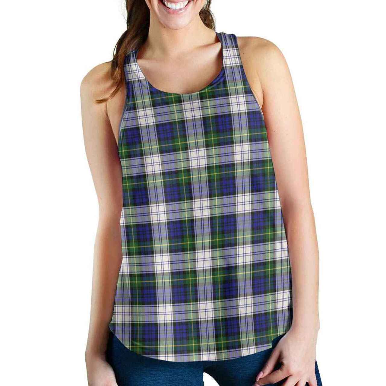 Gordon Dress Modern Tartan Plaid Women Racerback Tank