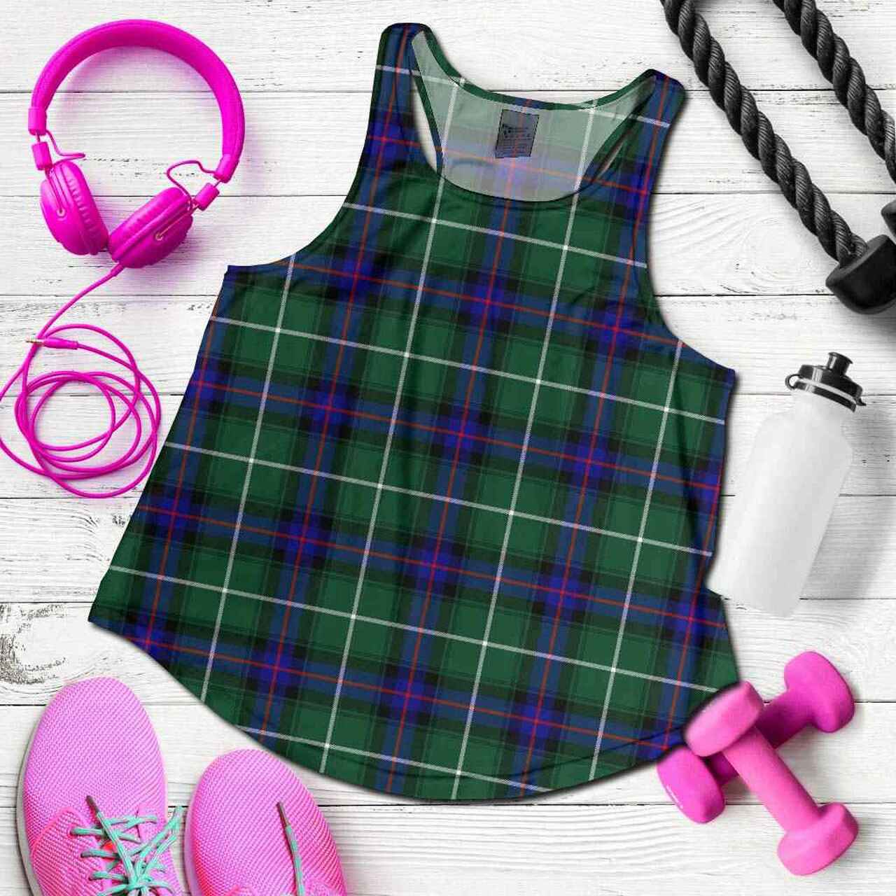 MacDonald of the Isles Hunting Modern Tartan Plaid Women Racerback Tank