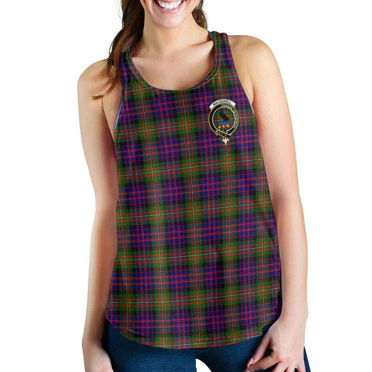 MacDonell of Glengarry Tartan Crest Women Racerback Tank