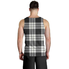 MacFarlane Black & White Ancient Tartan Plaid Men Tank Top
