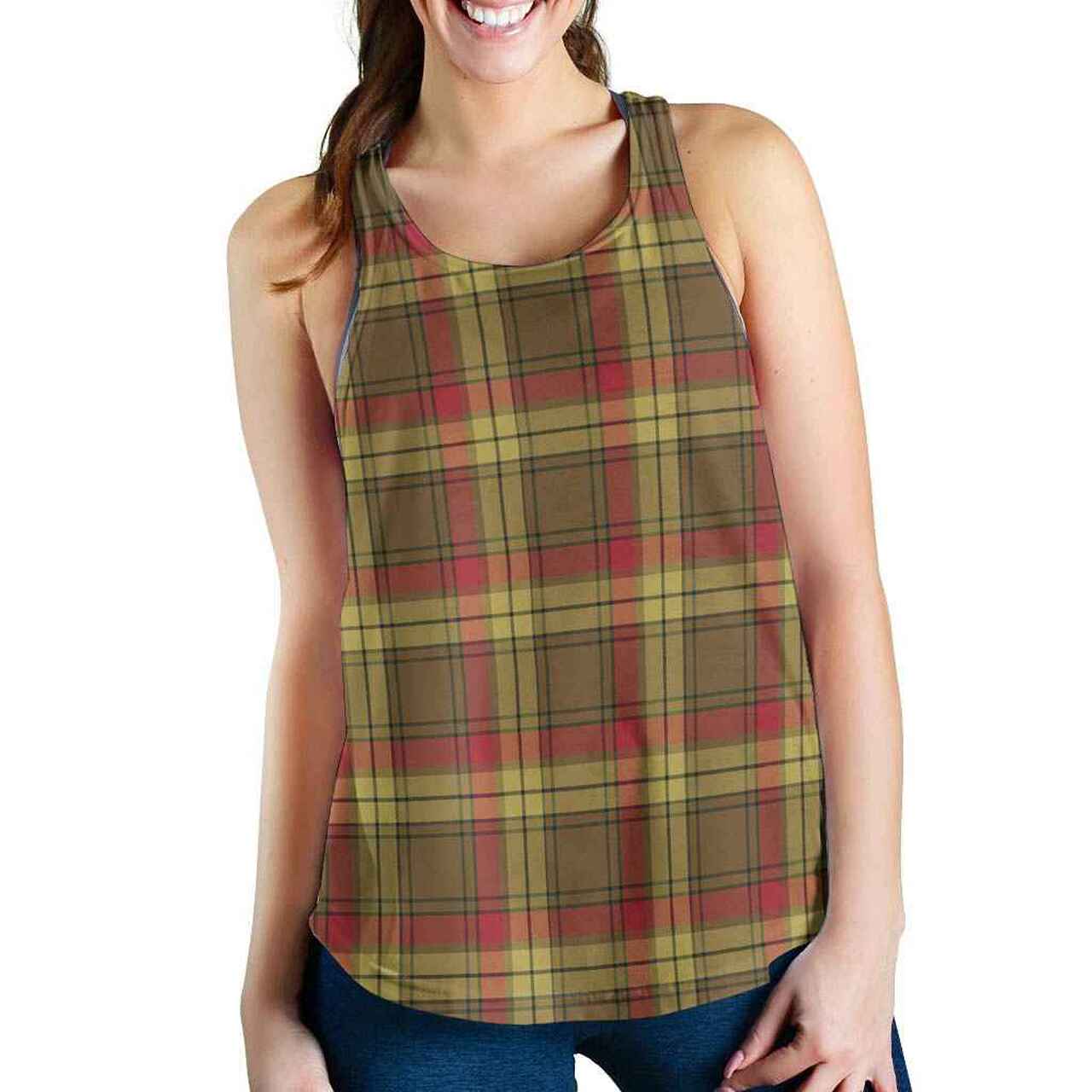 MacMillan Old Weathered Tartan Plaid Women Racerback Tank