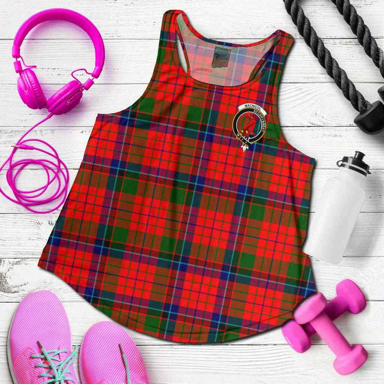 MacNicol (of Scorrybreac) Tartan Crest Women Racerback Tank