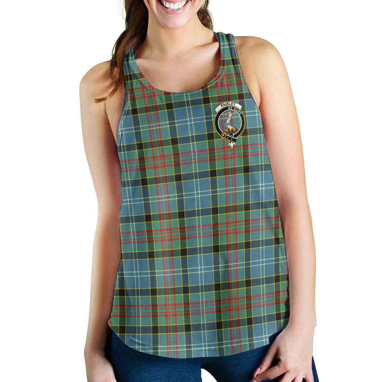 Paisley Tartan Crest Women Racerback Tank