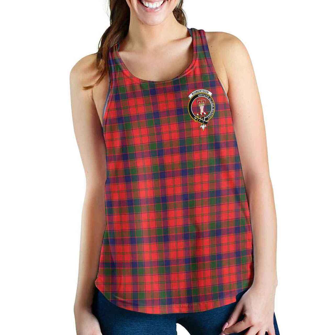 Robertson Tartan Crest Women Racerback Tank