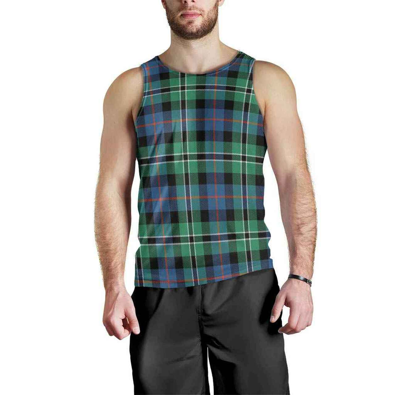 Rose Hunting Ancient Tartan Plaid Men Tank Top