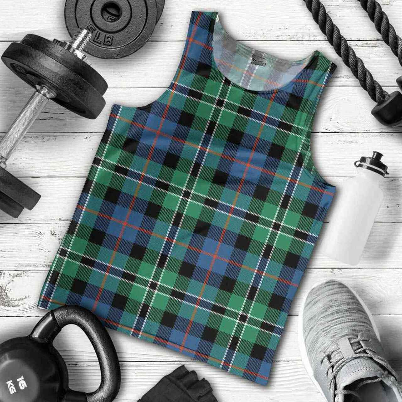 Rose Hunting Ancient Tartan Plaid Men Tank Top