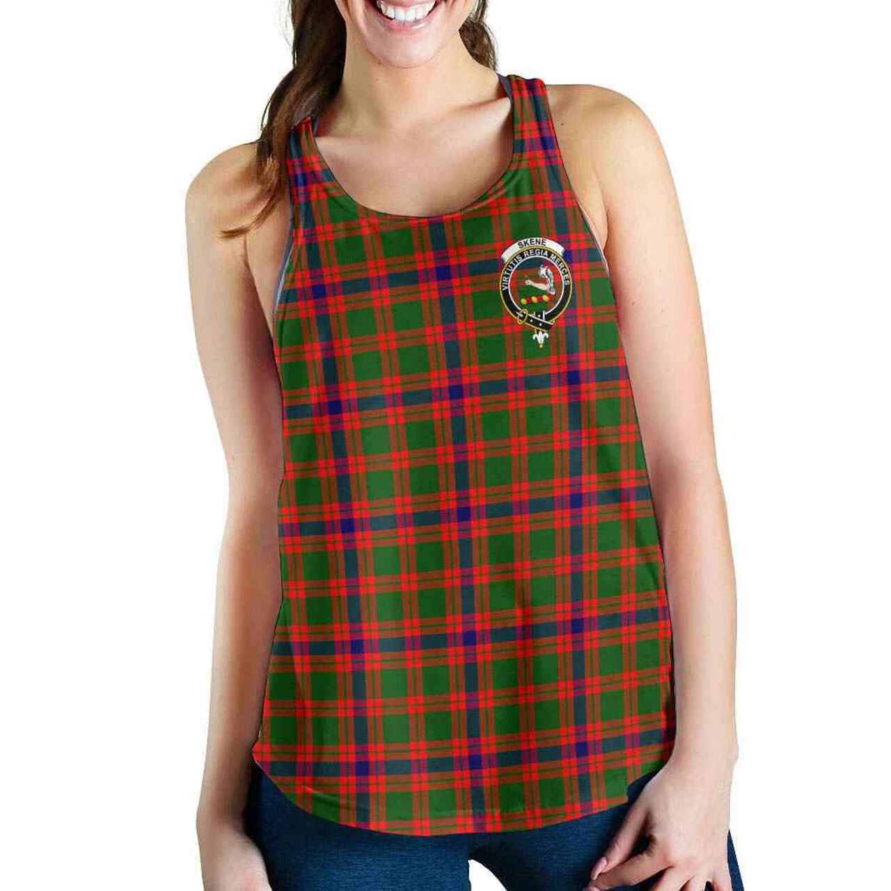 Skene Tartan Crest Women Racerback Tank