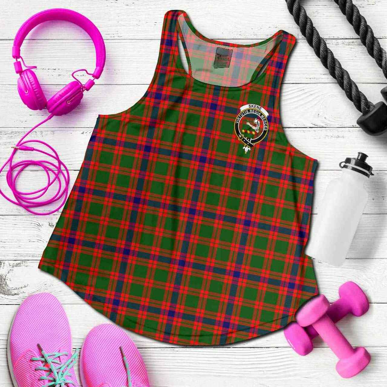 Skene Tartan Crest Women Racerback Tank