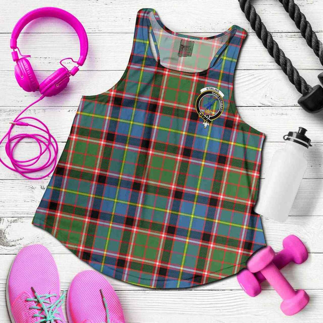 Stirling (of Cadder-Present Chief) Tartan Crest Women Racerback Tank
