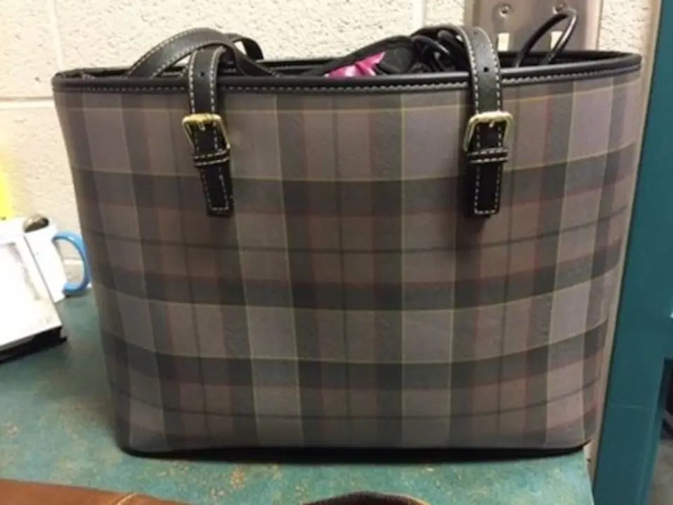 Tartan Leather Tote Bag