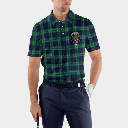 Clan Abercrombie Tartan Golf Men Polo Shirt Crest And Plaid Basic Style