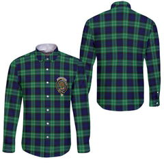Clan Abercrombie Tartan Long Sleeve Button Shirt Crest And Plaid Basic Style