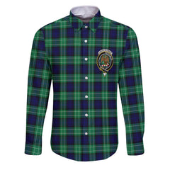 Clan Abercrombie Tartan Long Sleeve Button Shirt Crest And Plaid Basic Style