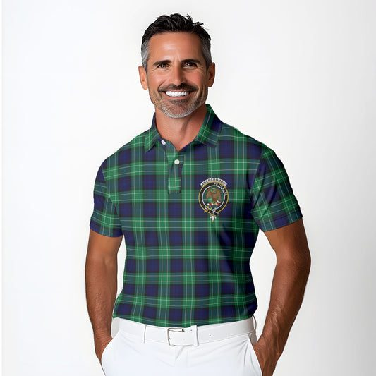 Clan Abercrombie Tartan Men Polo Shirt Crest And Plaid Basic Style