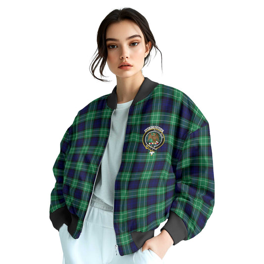 Clan Abercrombie Tartan Women Bomber Jacket Crest And Plaid Basic Style