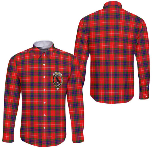 Clan Abernethy Tartan Long Sleeve Button Shirt Crest And Plaid Basic Style