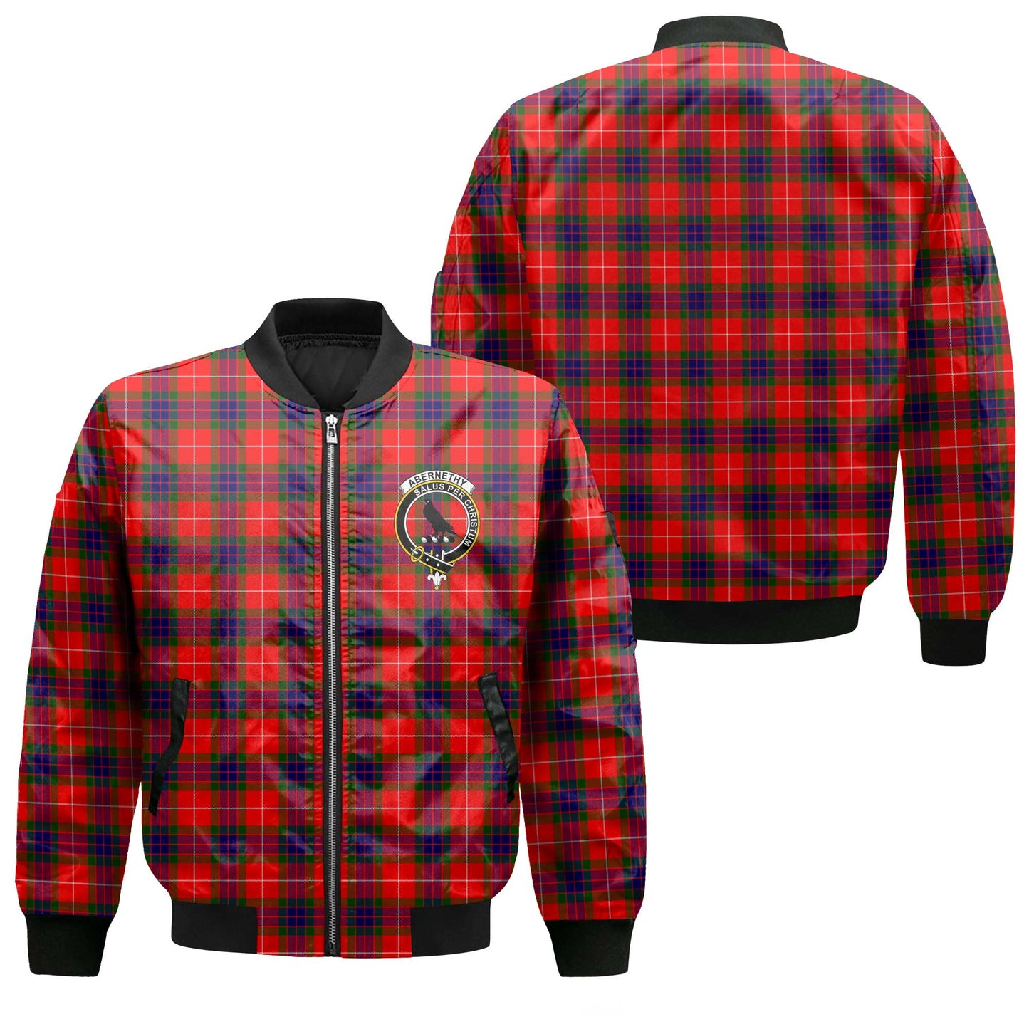 Clan Abernethy Tartan Men Bomber Jacket Crest And Plaid Basic Style