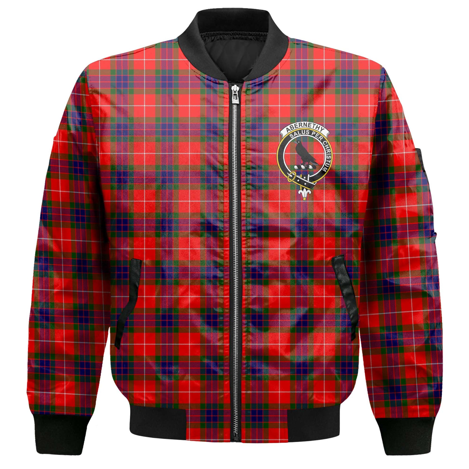 Clan Abernethy Tartan Men Bomber Jacket Crest And Plaid Basic Style