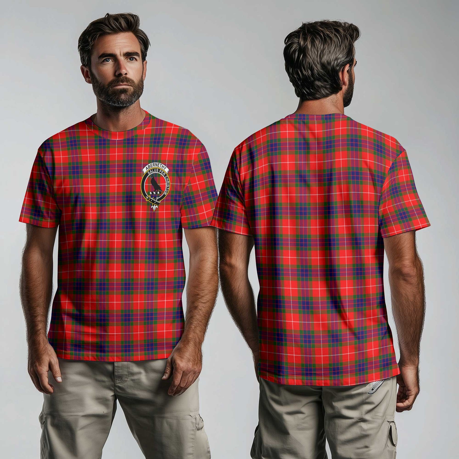 Clan Abernethy Tartan Men T Shirt Crest And Plaid Basic Style