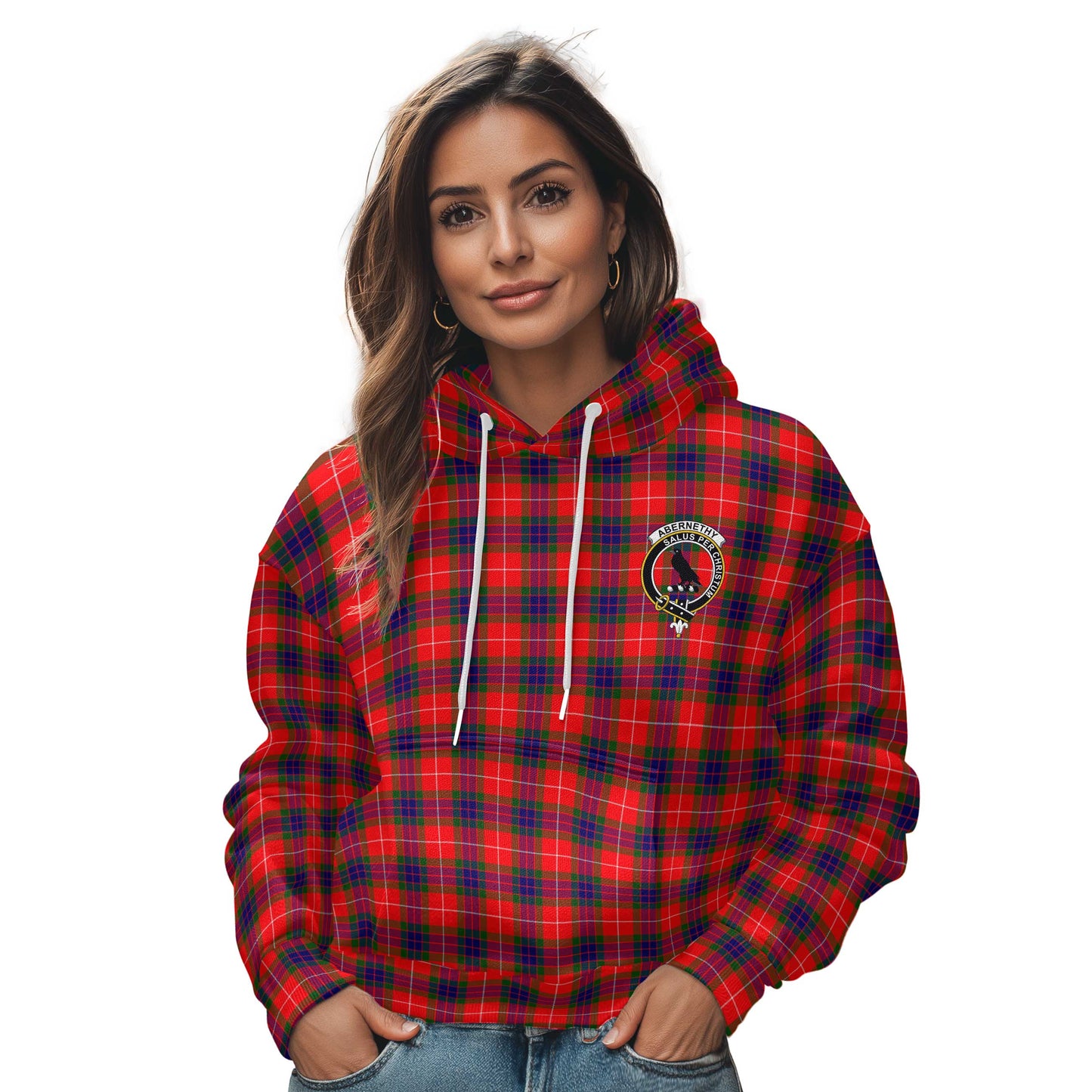 Clan Abernethy Tartan Women Hoodie Crest And Plaid Basic Style