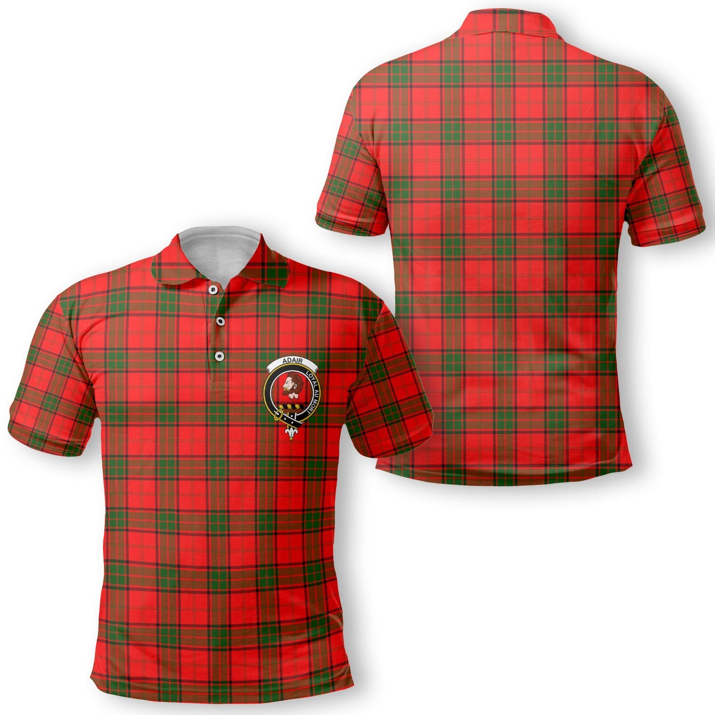 Clan Adair Tartan Golf Men Polo Shirt Crest And Plaid Basic Style