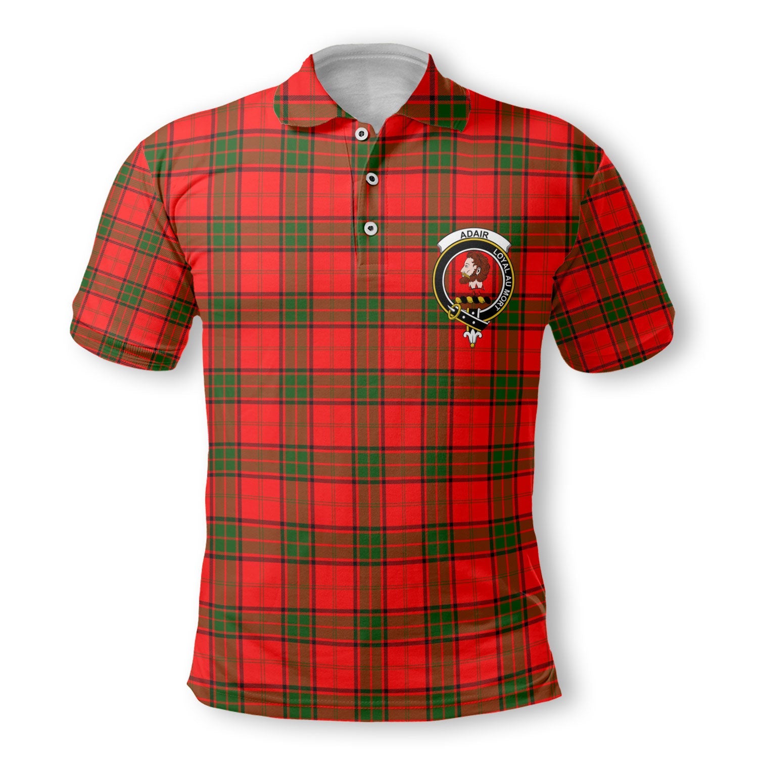 Clan Adair Tartan Golf Men Polo Shirt Crest And Plaid Basic Style