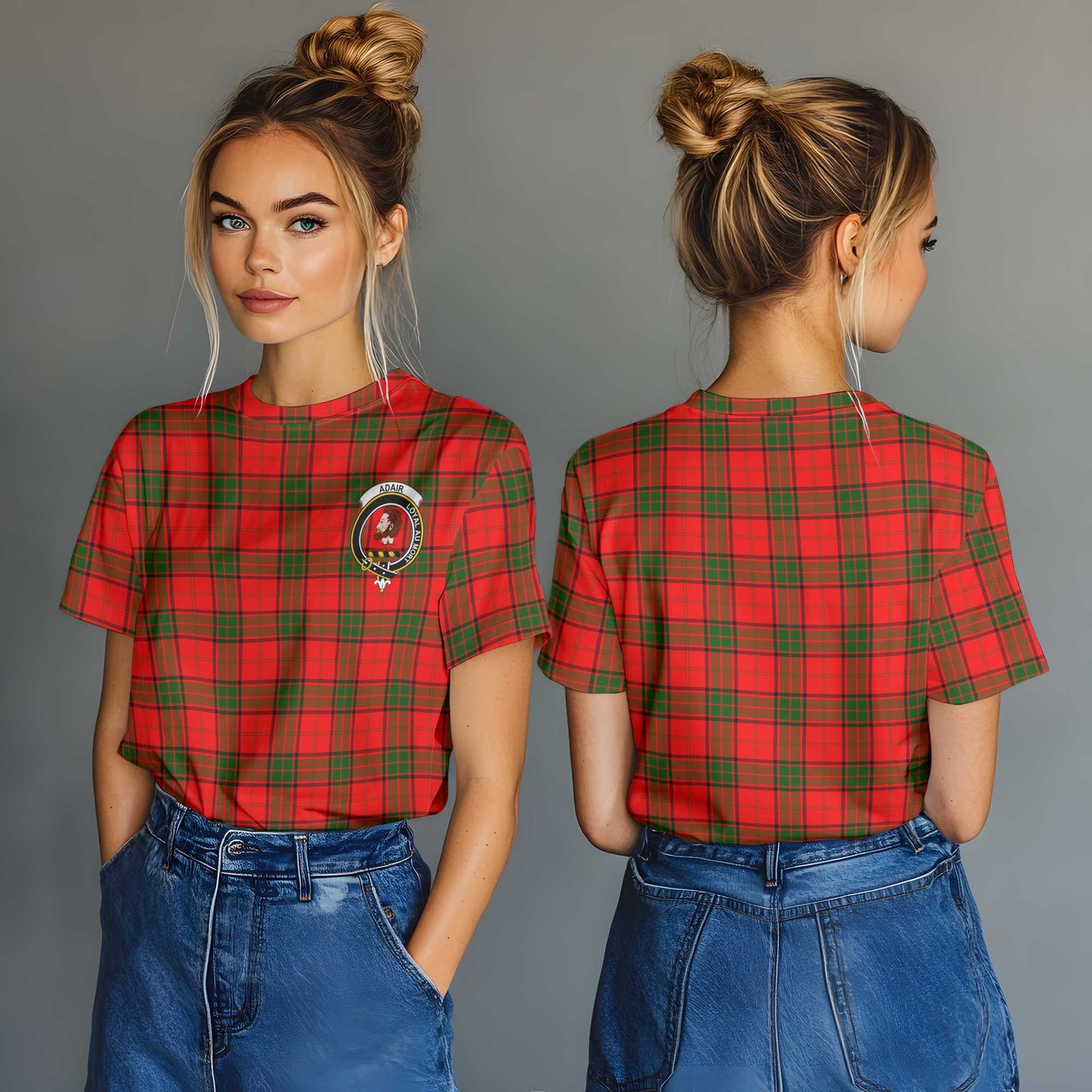 Clan Adair Tartan Women T Shirt Crest And Plaid Basic Style