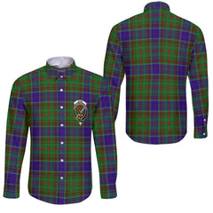 Clan Adam Tartan Long Sleeve Button Shirt Crest And Plaid Basic Style