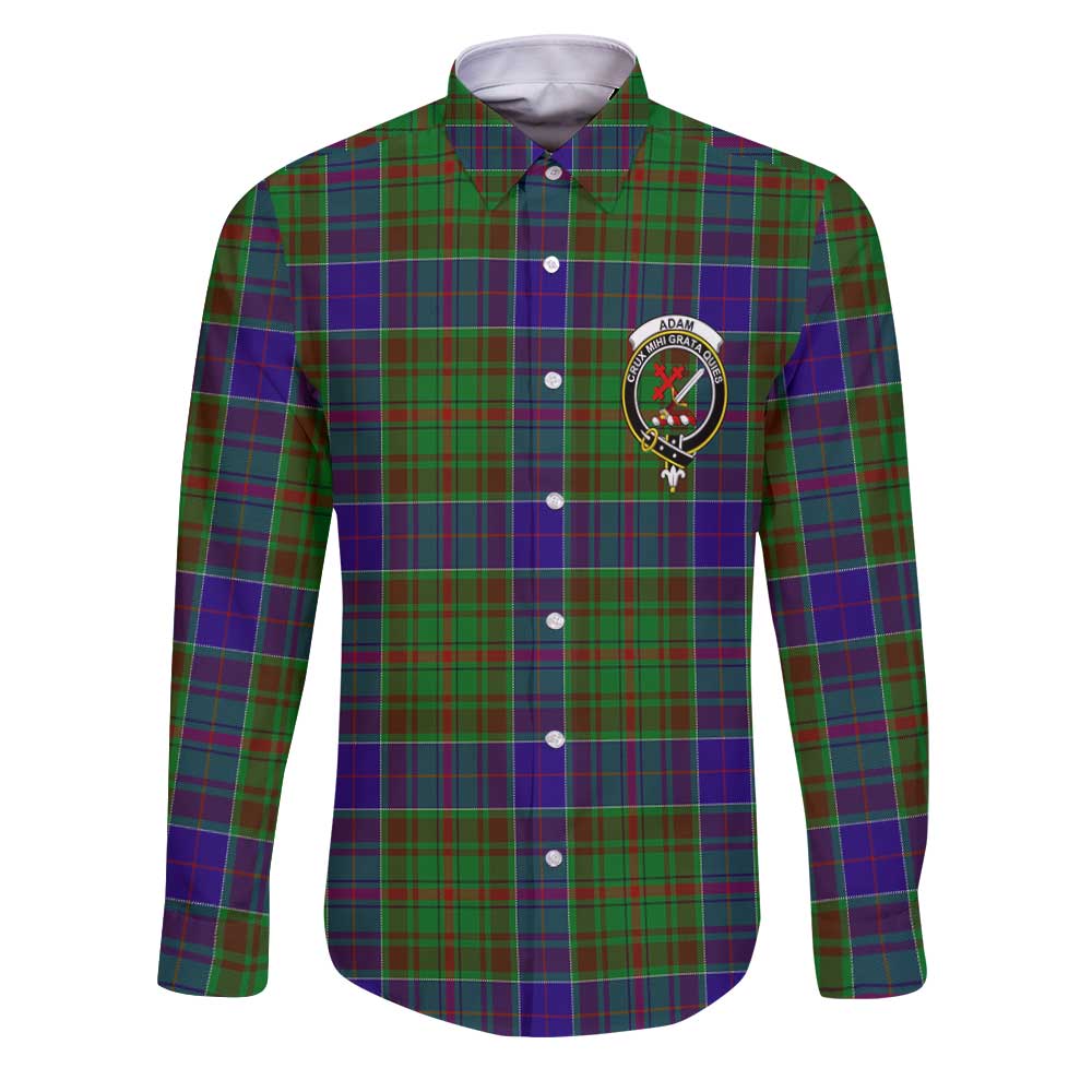 Clan Adam Tartan Long Sleeve Button Shirt Crest And Plaid Basic Style