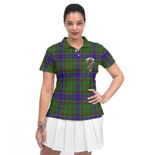 Clan Adam Tartan Women Polo Shirt Crest And Plaid Basic Style