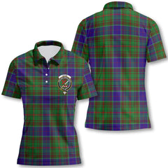 Clan Adam Tartan Women Polo Shirt Crest And Plaid Basic Style