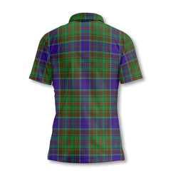 Clan Adam Tartan Women Polo Shirt Crest And Plaid Basic Style