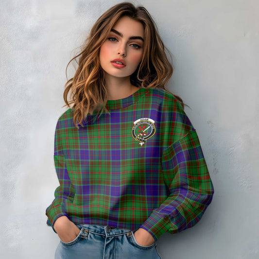 Clan Adam Tartan Women Sweatshirt Crest And Plaid Basic Style