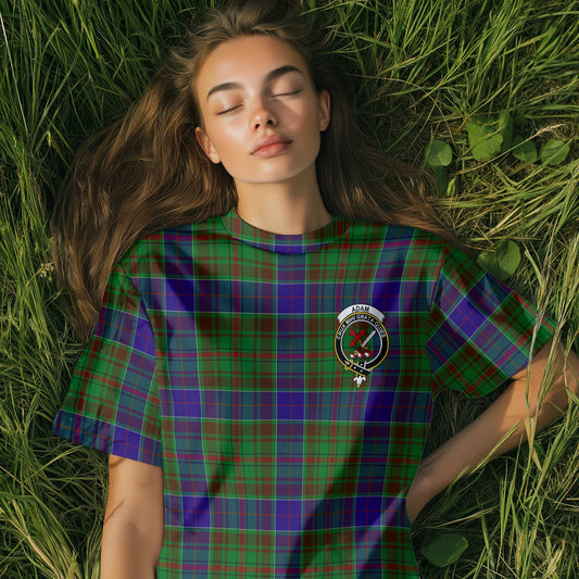 Clan Adam Tartan Women T Shirt Crest And Plaid Basic Style