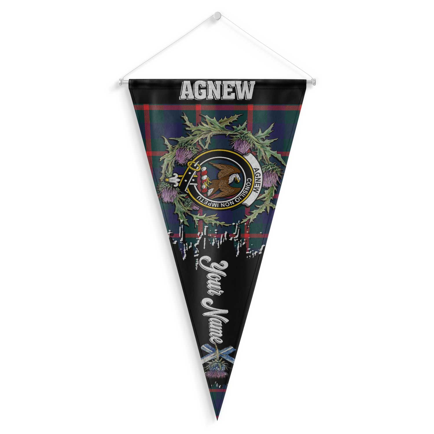 Clan Agnew Tartan Felt Pennant Crest And Plaid Basic Style