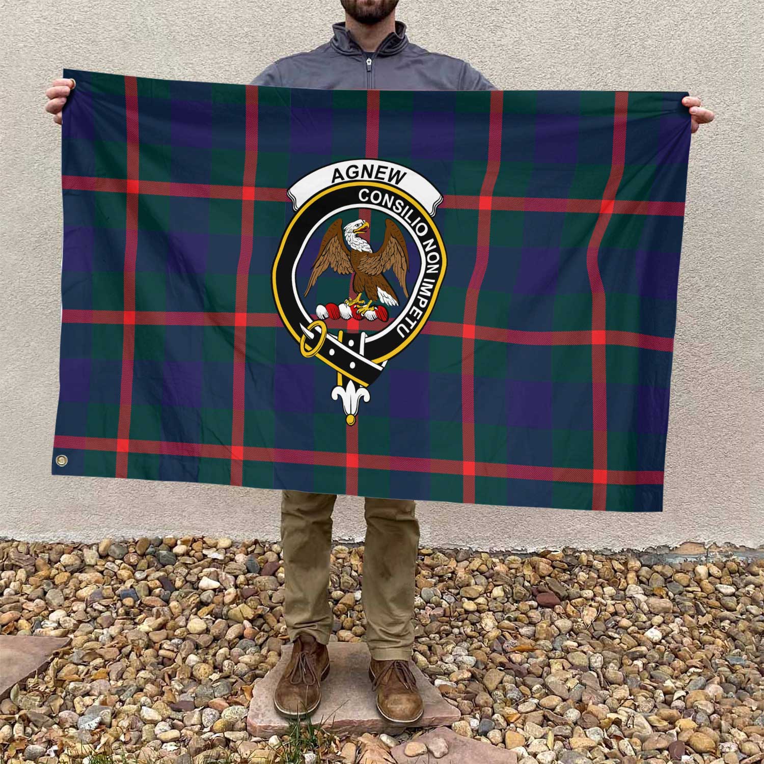 Clan Agnew Tartan Flag Crest And Plaid Basic Style