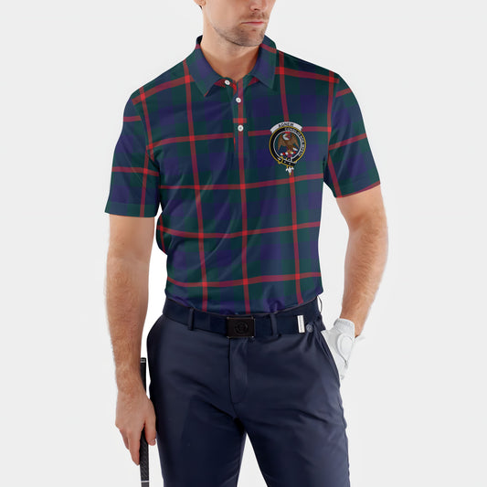 Clan Agnew Tartan Golf Men Polo Shirt Crest And Plaid Basic Style