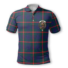 Clan Agnew Tartan Golf Men Polo Shirt Crest And Plaid Basic Style