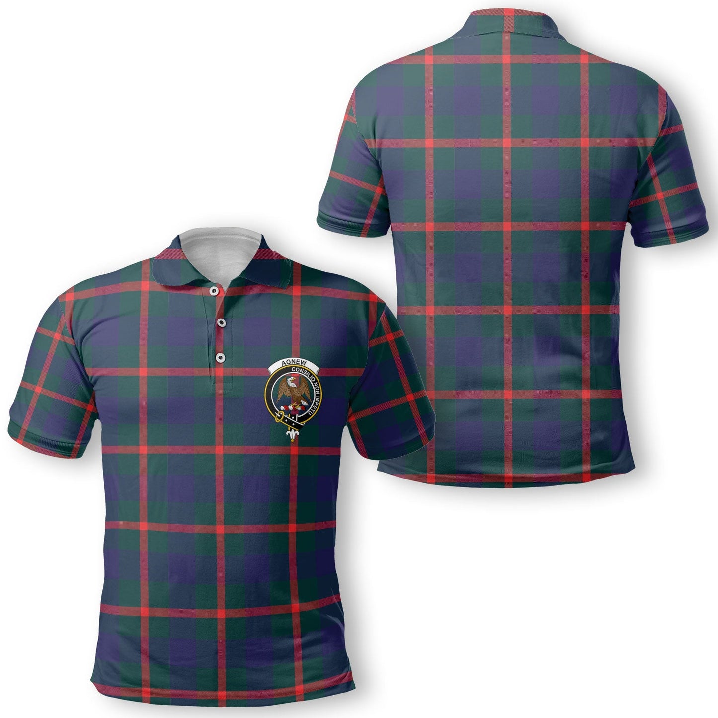 Clan Agnew Tartan Men Polo Shirt Crest And Plaid Basic Style