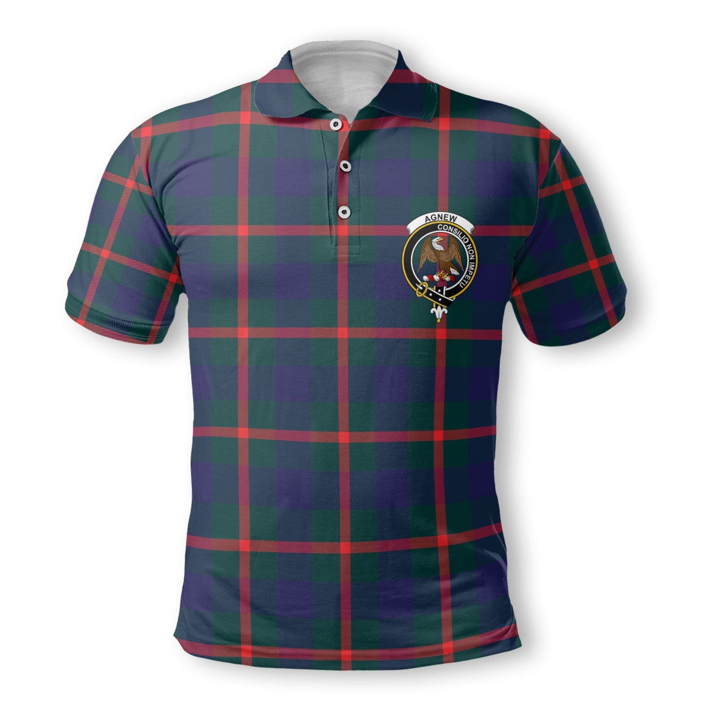 Clan Agnew Tartan Men Polo Shirt Crest And Plaid Basic Style