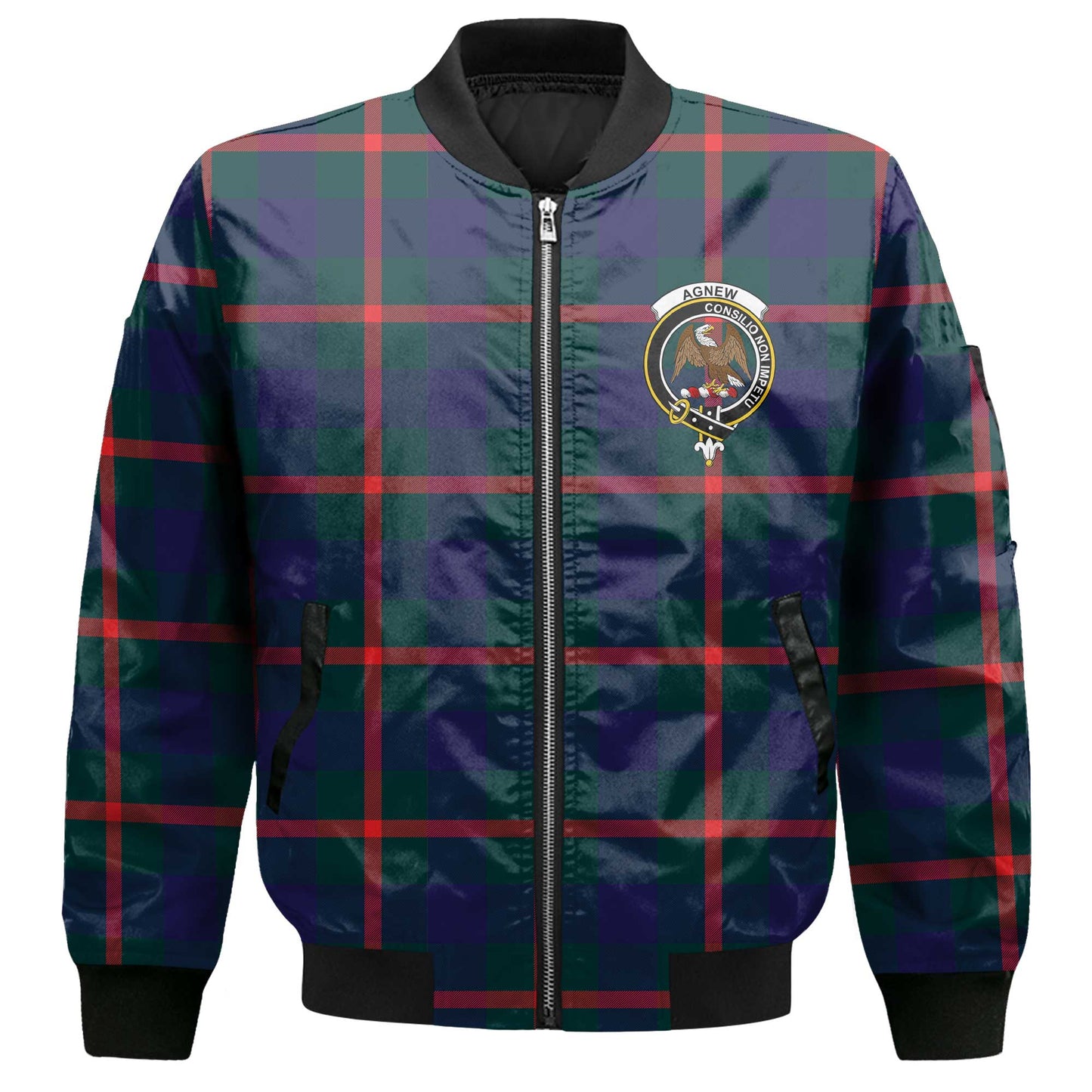 Clan Agnew Tartan Women Bomber Jacket Crest And Plaid Basic Style