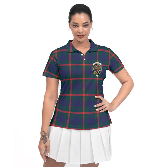 Clan Agnew Tartan Women Polo Shirt Crest And Plaid Basic Style