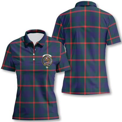 Clan Agnew Tartan Women Polo Shirt Crest And Plaid Basic Style