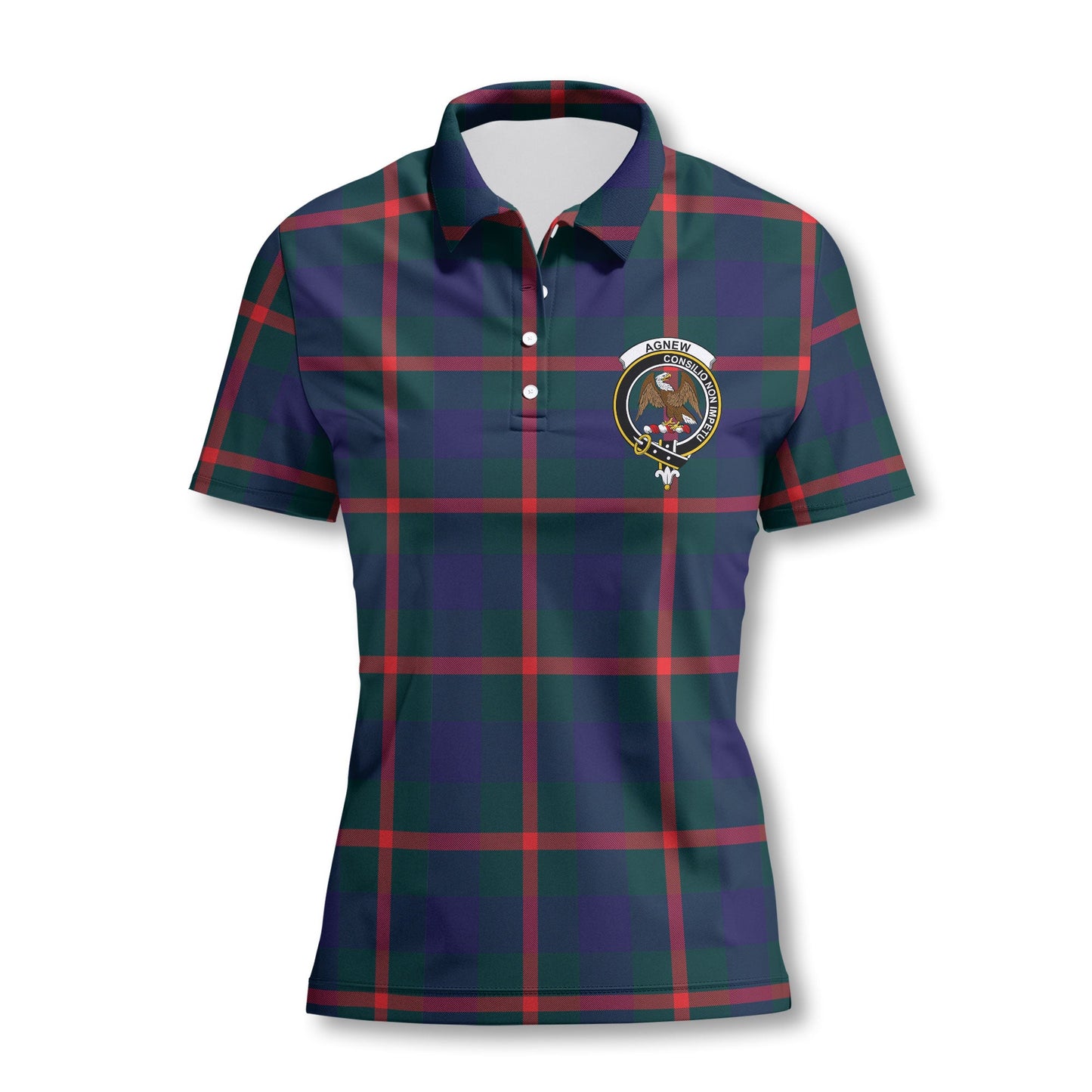 Clan Agnew Tartan Women Polo Shirt Crest And Plaid Basic Style