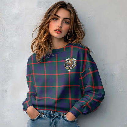 Clan Agnew Tartan Women Sweatshirt Crest And Plaid Basic Style