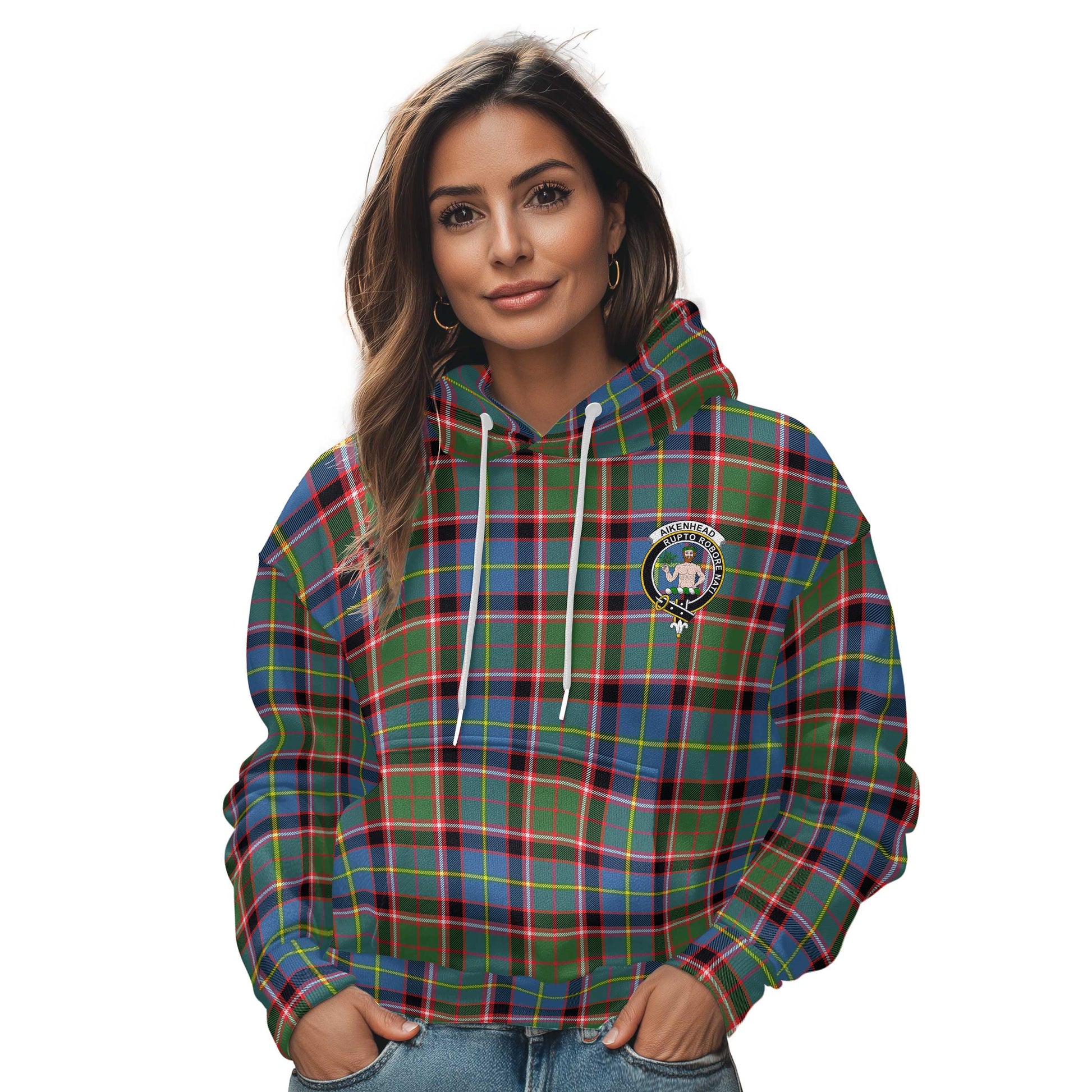 Clan Aikenhead Tartan Women Hoodie Crest And Plaid Basic Style